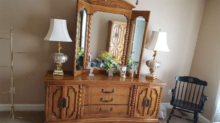 Triple dresser with mirror   $150