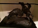 WESTERN ART BRONZE BUFFALO AND INDIAN SCULPTURE