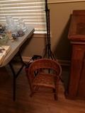 VINTAGE CHILD'S CHAIR, ANTIQUE LIGHTNING RODS 