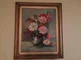 OIL ON CANVAS framed floral 
