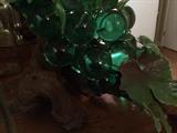 GLASS GRAPES ON ART WOOD BASE 