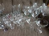 tons of crystal wine & drinking glasses