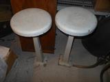 2 cast & enamel soda shop stools