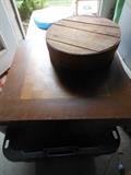 Table top chess & antique cheese box