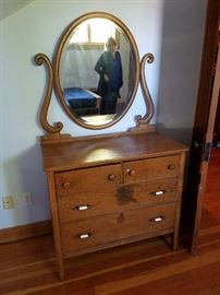 Antique Vanity Dresser with Mirror 