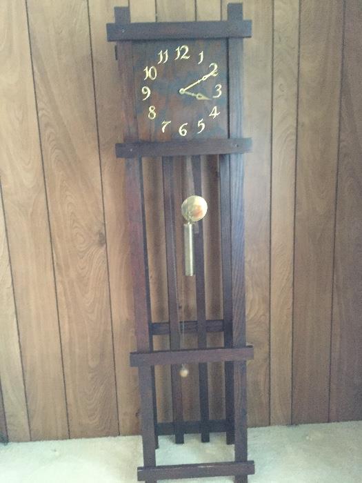 Antique oak Mission Clock works MONITOR CLOCK WORKS NEW YORK
