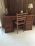 Traditional 9 drawer desk with chair