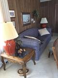 Side tables. Couch. Lamps