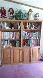 Books, bookcases, collectible dolls, planta