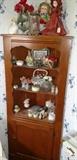 Corner cabinet, collectibles