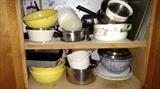 Bowls, Tupperware, pots and pans