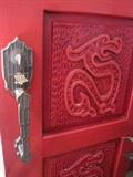 Vintage and very heavy Red Dragon Door.