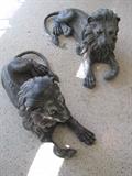A pair of heavy Bronze Lions from the MGM Studio Lots.