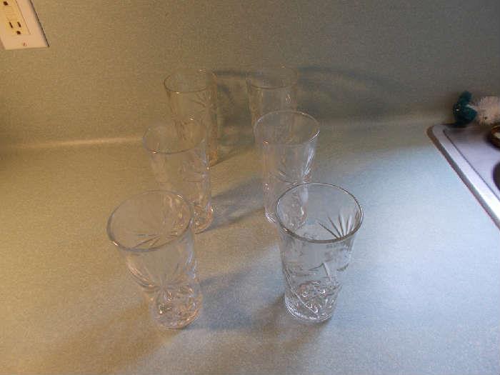 EARLY AMERICAN PRESCUT Tall/Flat Iced Tea Glasses - 6 - will be sold individually - hard to find!!!!!! - 6" Tall