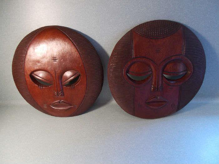 Republic of Angola (Africa) Wooden Masks - 13" wide - Sold as a Pair!!!!!!!