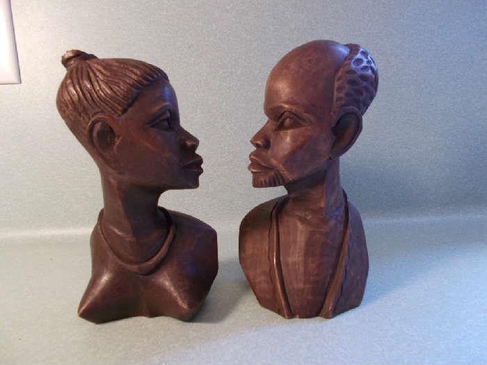 Wood Carved African Man and Woman - 8" Tall...Sold as a Pair!!!!!