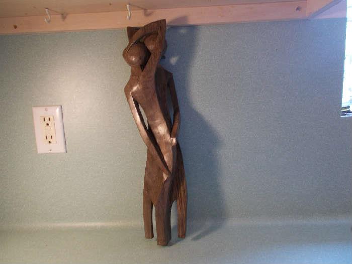 Wood Carved Man and Woman Intertwined - 17.5" Tall