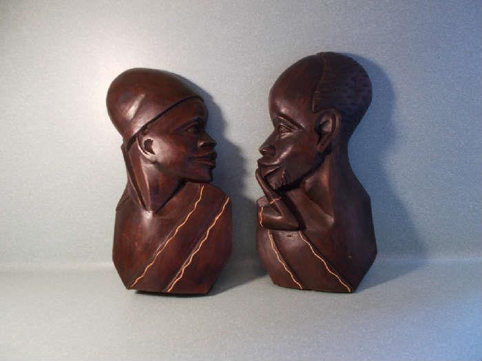 Wood Carved African Man and Woman - 13" Tall!!! - Sold as a Pair!!!!