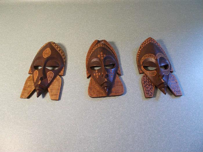 Republic of Angola African Masks - each one 6" Tall - will be sold as a set of 3!!!!!!