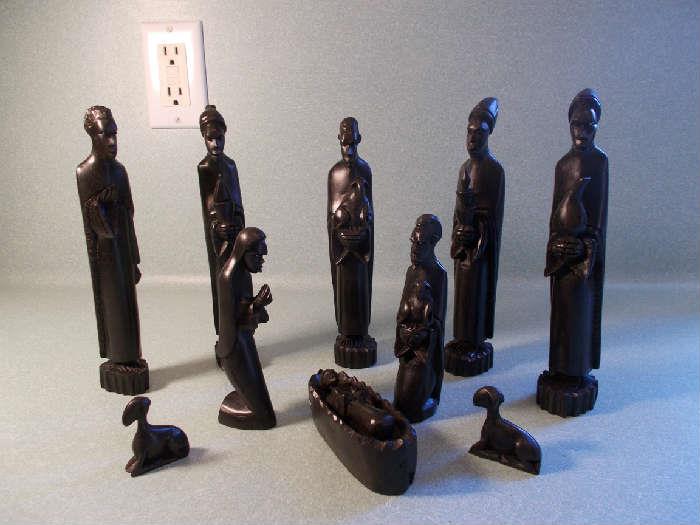 Wooden Carved African Creche - Black in color - 