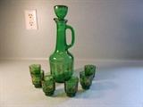 Liquer Set - Decanter/6Small Glasses - If you like GREEN...NICE SET!!!!!!