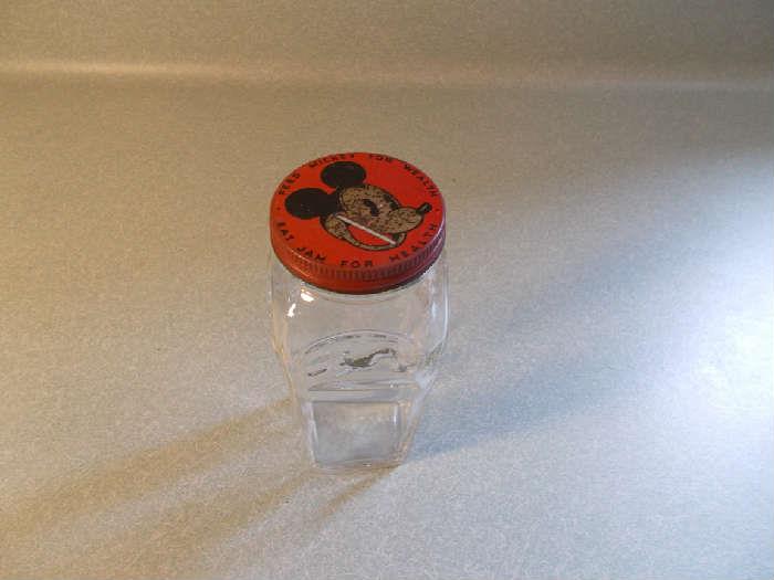 VINTAGE Mickey Mouse Bank - Metal Lid w/Mickey Mouse "raised" on glass on all 4 sides!!! - I've never seen this one!!!!