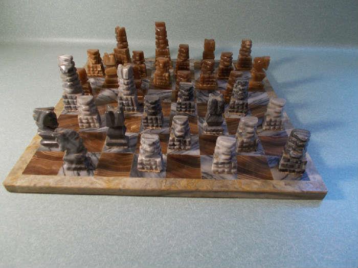 BEAUTIFUL Marble (???) Chess Set - all pieces intact...