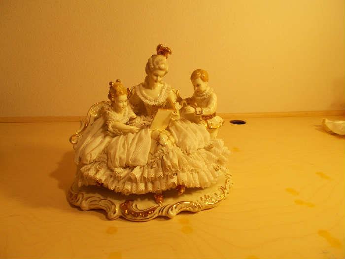Dresden Art - Made ion Germany  - EXQUISITE - Mother Reading A Book to Children...8.5" tall  X  8" wide