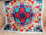 Signed Victor Vasarely 1969 Pop Art Silk Scarf 