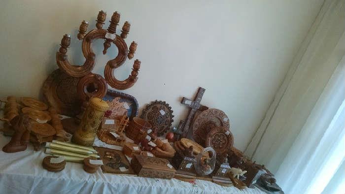 Carved wooden pieces, Ukranian?
