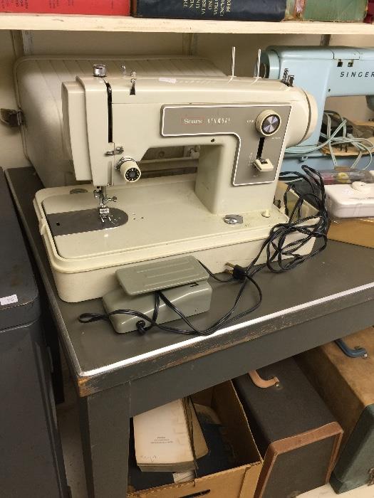 We have no fewer than 10 sewing machines...antique to mid century!