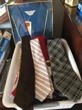 Tie collection and vintage robe still in box.
