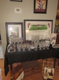Crystal stemware, Decanters, Wine and picnic baskets 
