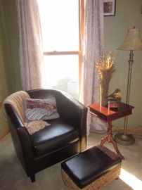 Club Chair, ottoman w/ storage, side table(Matching set), floor lamp