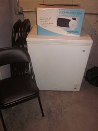 Deep Freezer, Microwave, 4 folding chairs 