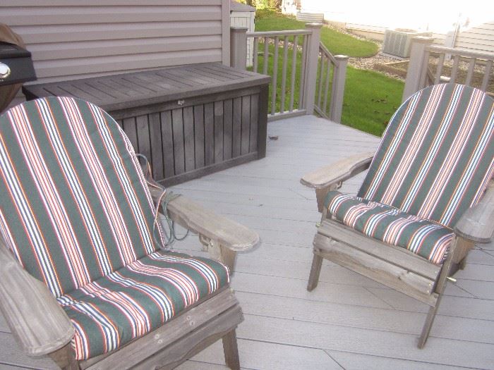 Wood Adirondack chairs w/ cushions 