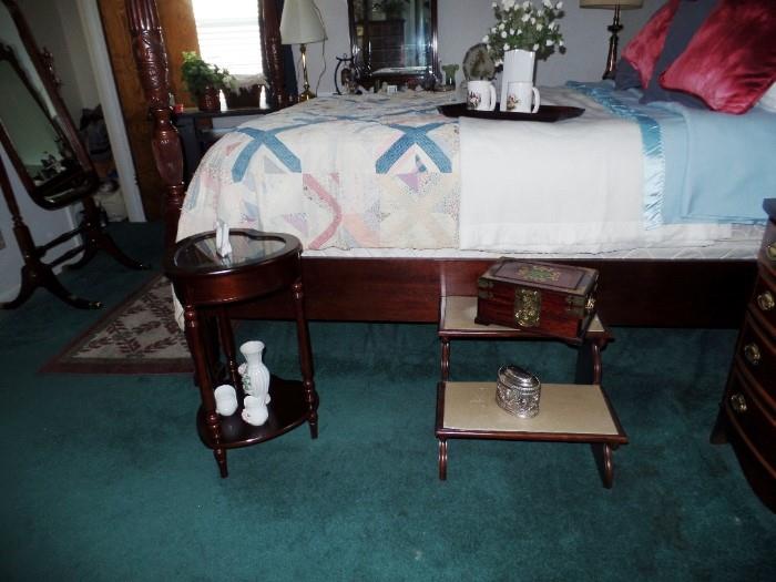 Heart shaped curio table and bed steps 
