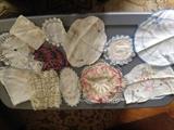 Vintage, hand embroidered dresser scarves, table mats, table runners, table cloths, napkins (this photo shows a small portion of the collection!)