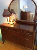 1930's/1940's vintage walnut dresser. One piece in a set of two. Set also includes a highboy dresser.