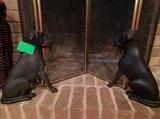 Pair vintage cast iron fire dogs, by Liberty Foundry, St. Louis, MO