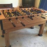 Side view of Foosball table