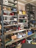 Metal shelving and lots of other stuff