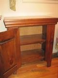 Small, vintage, 2-shelf, oak nightstand.