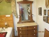 This circa 1890's antique, marble top, 3-drawer dresser with a diamond-dust backed mirror was purchased by the family from the Windsor Hotel, the year unknown. you can see where people struck matches on the back of the mirror to see the shine.
