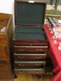 Vintage felt lined flatware/jewelry cabinet.