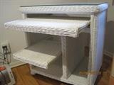 Glass top wicker desk