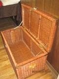 Wicker chest with brass accents