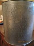 Small vintage punched tin trash can