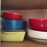 PYREX NUMBERED RED, BLUE AND YELLOW,