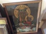 ANTIQUE FRAMED BLACK MADONNA